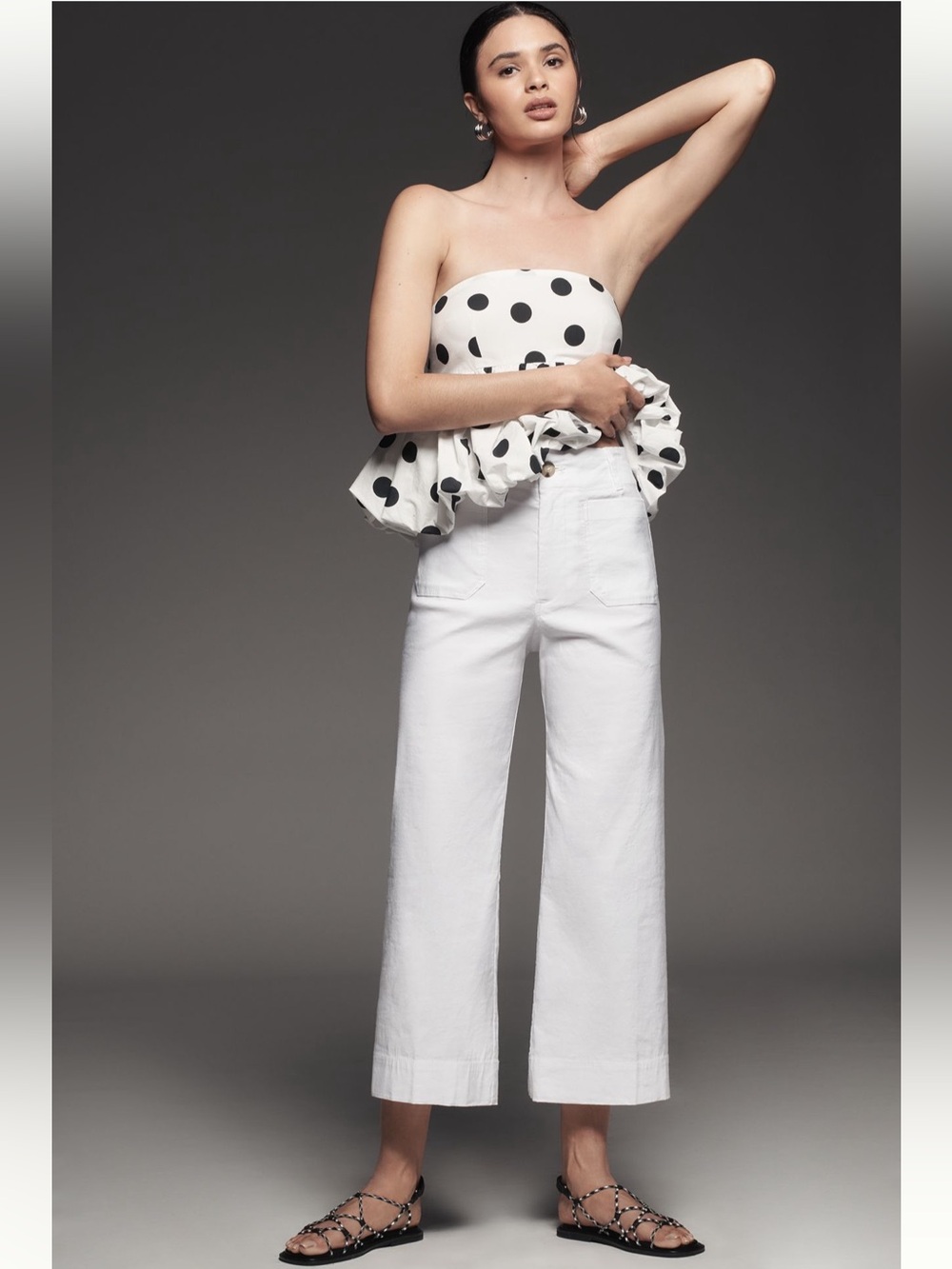 Anthropologie Colette Magic Fabric Crop Wide-Leg Pants by Maeve 32P White